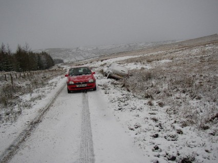 Cars stuck in the snow