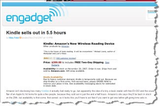 Being "sold out" clearly did no harm to Amazon's Kindle