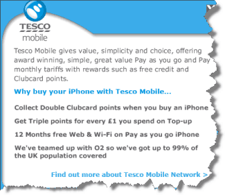 Tesco focuses on value rather than price for the iPhone Tesco focuses on value rather than price for the iPhone