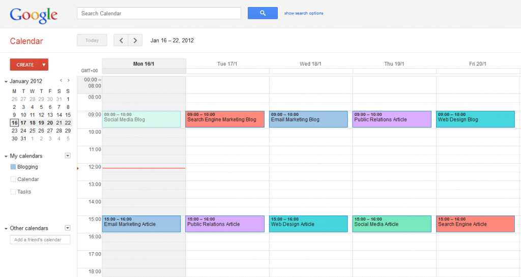 Blogging Calendar