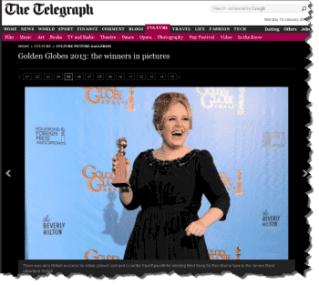 Adele at Golden Globes - Daily Telegraph