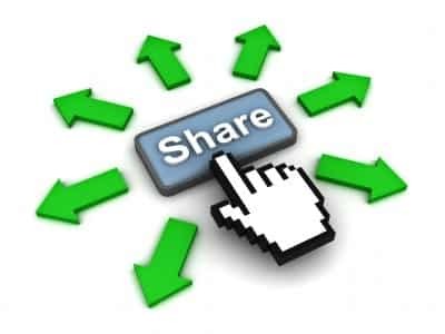 Image of finger pressing a share button