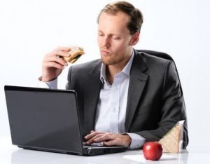 Eating at computer