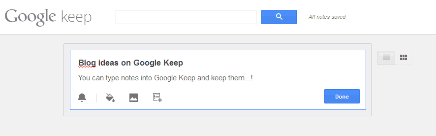 Screen shot of Google Keep