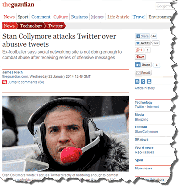 Stan Collymore in The Guardian Newspaper