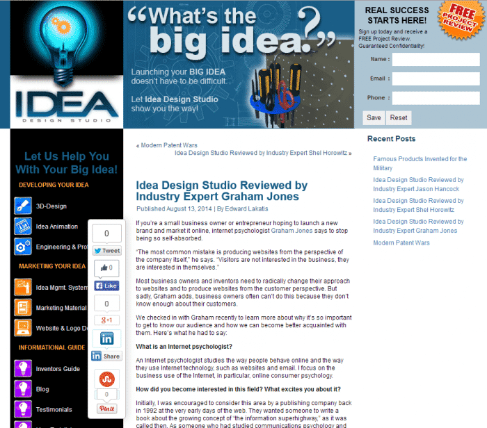 Screenshot of Idea Design Studio