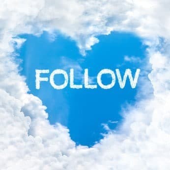 follow word inside heart cloud blue sky background only