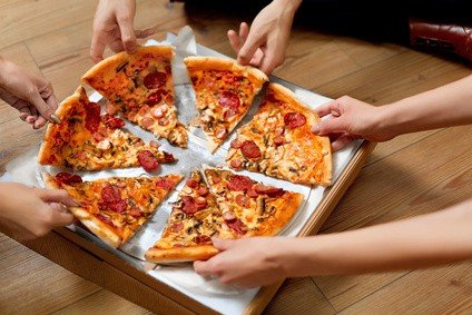 sharing pizza