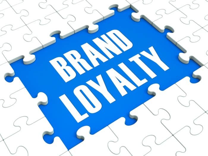 Brand Loyalty Puzzle Showing Trustworthy Products And Clients Satisfaction