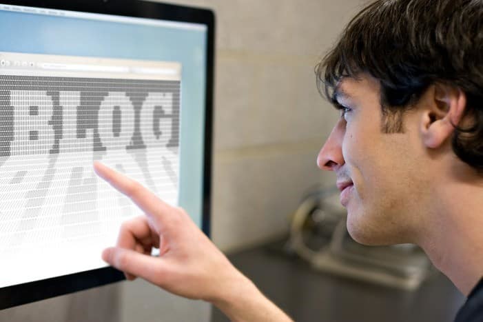 Person engaged with blog