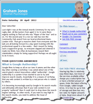 Graham Jones Newsletter