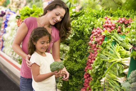 Mother and daughter in supermarket