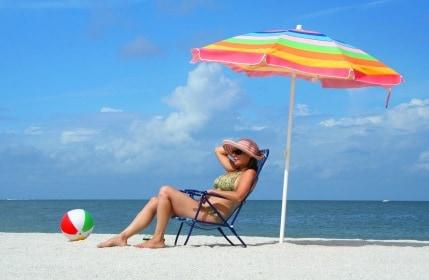 Woman sitting on beach