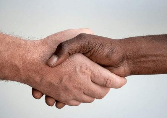 Black and white handshake