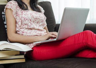 Student studying online