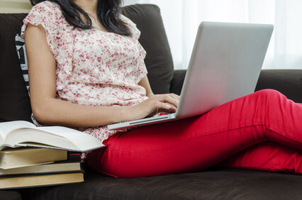 Student studying online