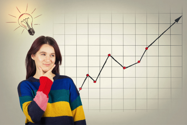 Woman looking at marketing chart
