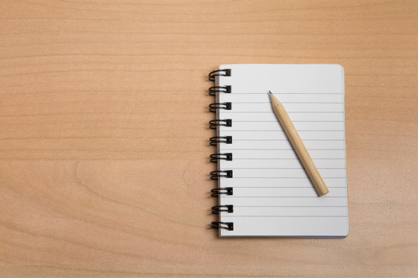Notepad and pencil