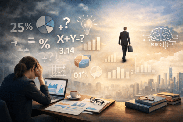 Office worker scared by numbers