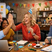 People having fun in the office