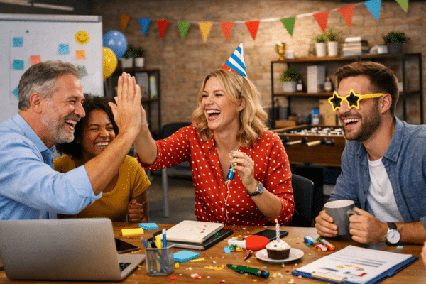 People having fun in the office